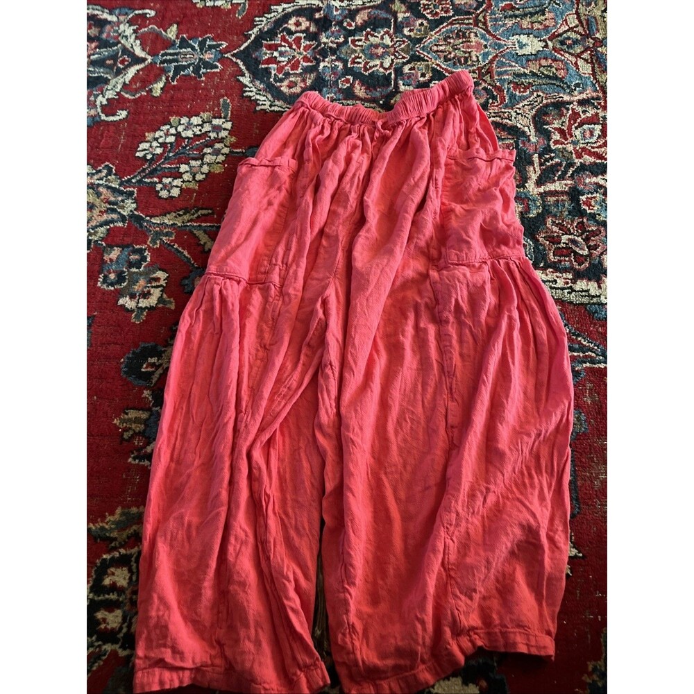 Free People Harem Pants Small Linen Blend Pockets Coral Oversized